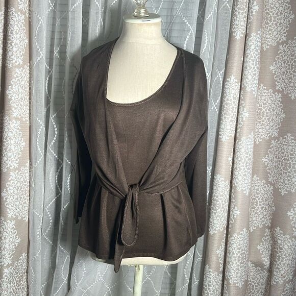 NWT Modern Soul Sleeveless Top with Tie-Front Cardigan Set - Size Large 🌸 - Picture 1 of 8
